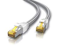 CSL - Cable de red Ethernet LAN Gigabit Ethernet de 1 m, 1 m, revestimiento de algodón, 10000 Mbit S, cable de conexión, cable crudo Cat.7, apantallamiento S FTP Pimf con conector RJ 45, punto de