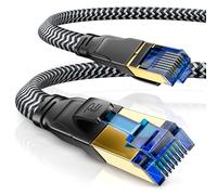 CSL - Cable de red plano CAT 8 de 40 Gbits, revestimiento de algodón, 10 m, cable de conexión LAN, cable Ethernet RJ45 CAT 8 Gigabit, velocidad de 40 000 Mbits, cable plano plano, cable de instalación, Cat 6 Cat 7