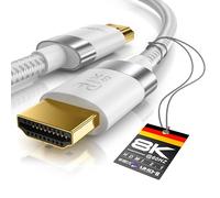 CSL - Cable HDMI de 8 k / 4k 2.1/2.0-5 m - 8K @ 60Hz / 120Hz - 4K @ 240Hz - 48 Gbit/s - 3D - Ultra High Speed con Ethernet - TV Blu-ray PS5 Xbox Series X Switch - blanco - 5 metros