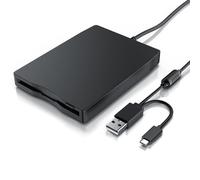 CSL - Disquetera Externa USB A y USB C - Unidad FDD 3,5 Pulgadas 1,44 MB - Lector de Disquetes Slim Portátil - Plug & Play - Compatible con PC/Portátil/Windows 11 y 10 - Negro