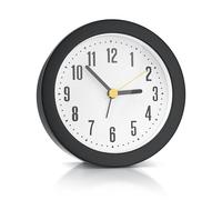 CSL - Reloj Despertador analógico - Redondo - Alarma Fuerte - fácil de Usar - Buena legibilidad - segundero silencioso - Funciona con una Sola Pila - Carcasa Negra, Esfera Blanca