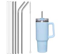 CSLGDMAI 6 pajitas de repuesto de plástico y acero inoxidable, pajitas reutilizables para tazas Stanley de 40 onzas, compatible con accesorios de taza Stanley, botella de agua Hydro Flask, con cepillo