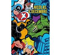 CSN1409 - Lote de 25 tarjetas postales de Marvel Vengadores, superhéroes, Hulk, Pantera, Capitán América, San Nicolás, 6 de diciembre, licencia oficial, formato 10,5 x 15 cm