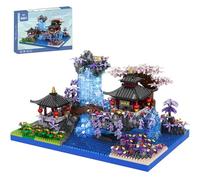 CSNRHG Bonsái japonés flor de cerezo arquitectura de árbol conjuntos de bloques de construcción chinos flor de melocotón piscina micro mini casa de árbol modelo de construcción de juguetes regalo para