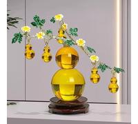 CSPJPIZIYB Adorno de Calabaza Feng Shui, Decoración de Cristal Wu Lou, con 5 Calabazas Pequeñas, Ideal para la Sala de Estar, el Mueble de TV y la Entrada, (Yellow)