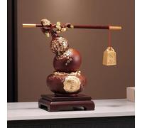 CSPJPIZIYB Adorno de Calabaza Feng Shui, Estatua Auspiciosa de Wu Lou, con Cuenco del Tesoro y Balanza, Ideal para el Hogar, la Oficina, la Inauguración de Una Casa(Brown)