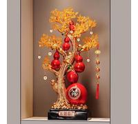 CSPJPIZIYB Adorno de Calabaza Que Atrae Riqueza, Feng Shui Wu Lou con Árbol del Dinero, Símbolo de Buena Suerte, para Sala de Estar, Oficina o Inauguración de la Casa(Red)