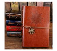 CSSHNL Cuaderno Cuero Cuaderno en espiral, diario, Bloc de notas, cuaderno de cuero PU, papelería reemplazable, regalo, diario de viajero(Brown 105x145mm)