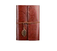 CSSHNL Cuaderno Cuero Cuaderno en espiral, diario, Bloc de notas, cuaderno de cuero PU, papelería reemplazable, regalo, diario de viajero(Brown)