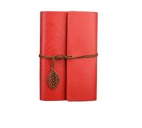 CSSHNL Cuaderno Cuero Cuaderno en espiral, diario, Bloc de notas, cuaderno de cuero PU, papelería reemplazable, regalo, diario de viajero(Red)