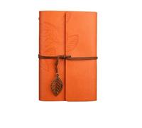 CSSHNL Cuaderno Cuero Cuaderno en espiral, diario, Bloc de notas, cuaderno de cuero PU, papelería reemplazable, regalo, diario de viajero(Orange)