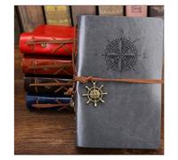 CSSHNL Cuaderno Cuero Cuaderno en espiral, diario, Bloc de notas, cuaderno de cuero PU, papelería reemplazable, regalo, diario de viajero(Gray 105x145mm)