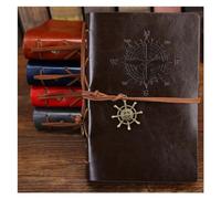 CSSHNL Cuaderno Cuero Cuaderno en espiral, diario, Bloc de notas, cuaderno de cuero PU, papelería reemplazable, regalo, diario de viajero(Coffee 105x145mm)