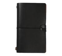 CSSHNL Cuaderno Cuero Cubierta de cuero sintético, diario de viajero, pluma de cuaderno de hojas sueltas, soporte for libros de registro, papelería, cuadernos for estudiantes, Agenda(M Black)