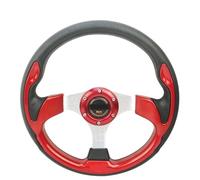 CSSHNL volante Volante deportivo for coche, tipo carrera, universal, 13 pulgadas, 320 mm, aluminio PU, 4 colores, estilo D(RED-01)