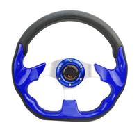 CSSHNL volante Volante deportivo for coche, tipo carrera, universal, 13 pulgadas, 320 mm, aluminio PU, 4 colores, estilo D(BLUE)