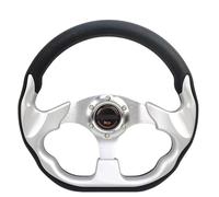 CSSHNL volante Volante deportivo for coche, tipo carrera, universal, 13 pulgadas, 320 mm, aluminio PU, 4 colores, estilo D(SILVER)