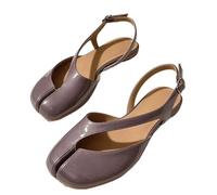 CSSHNL Zapatos De Ballet Tabi para Mujer Tabi Sandalias Planas Mujer Verano Charol Punta Abierta Slingbacks Zapatos de Ballet Banquete Boda Sandalias