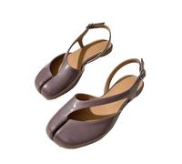 CSSHNL Zapatos De Ballet Tabi para Mujer Tabi Sandalias Planas Mujer Verano Charol Punta Abierta Slingbacks Zapatos de Ballet Banquete Boda Sandalias