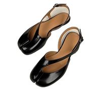 CSSHNL Zapatos De Ballet Tabi para Mujer Tabi Sandalias Planas Mujer Verano Charol Punta Abierta Slingbacks Zapatos de Ballet Banquete Boda Sandalias