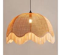 CSSYKV Lámpara Colgante Bambú Natural, Aplique Balcón Rústico Tejido A Mano Con Decoración Borlas, Lámpara Colgante Bohemia De Una Luz De 50 Cm Hecha A Mano Para Dormitorio, Cocina, Sala Estar.