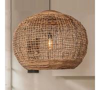 CSSYKV Lámpara Colgante Bohemia Hecha A Mano Para Comedor, Pantalla Ratán Extragrande Con Marco De Metal - Lámparas De Techo Colgantes De Altura Ajustable Para Dormitorio Y Pasillo