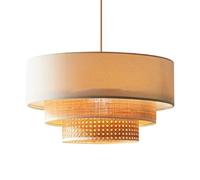 CSSYKV Lámpara Colgante De Bambú Para Sala De Estar, Lámpara Colgante Tropical 3 Capas, Con Farol De Tela De Lino, Iluminación Ambiental Para El Hogar, Balcones, Portalámparas E26 Para Comedor