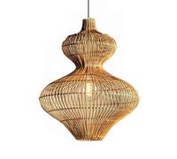 CSSYKV Lámpara Colgante De Estilo Wabi-Sabi De Mediados De Siglo, Lámpara De Comedor Única Con Cesta Ratán, Lámpara Colgante De Mimbre Con Forma De Cúpula Estilo Zen Costero Para Comedor Rústico