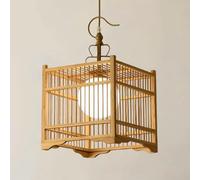 CSSYKV Lámpara Colgante De Ratán De Bambú De 11,8 Pulgadas Lámpara De Techo Cuadrada De Madera Lámpara Colgante Industrial Vintage De Estilo Japonés para Casa De Té, Bar, Comedor,
