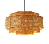 CSSYKV Lámpara Colgante De Ratán Estilo Bohemio, 60 Cm (23,6"), Farol De Mimbre Tejido A Mano 3 Capas, Lámpara Techo Colgante Estilo Granja Costera Con Cable Ajustable Para Isla De Cocina, Comedor