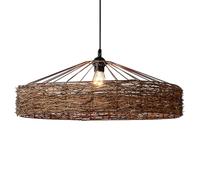 CSSYKV Lámpara Colgante De Ratán Wabi-sabi Vintage Illumination, Araña De Mimbre Con Cesta Hueca De 50 Cm, Lámparas De Estilo Rústico Retro De Ratán Con Marco De Metal, Ideal Para Comedor