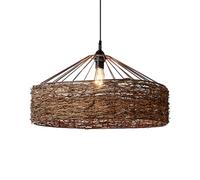 CSSYKV Lámpara Colgante De Ratán Wabi-sabi Vintage Illumination, Araña De Mimbre Con Cesta Hueca De 50 Cm, Lámparas De Estilo Rústico Retro De Ratán Con Marco De Metal, Ideal Para Comedor