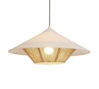 CSSYKV Lámpara Colgante De Tela De Lino Blanco De 60 Cm, Pantalla Grande De Cuerda De Cáñamo Tejida A Mano, Estilo Bohemio, Estilo Rústico, Cálida, Lámpara De Techo Tipo Domo, Estilo Costero