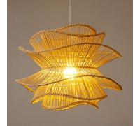 CSSYKV Lámpara Colgante Grande De Ratán, Lámpara Colgante De Estilo Rústico 1 Luz, Candelabro De Cesta De Ratán Beige Natural, Jaula De Bambú, Farol De 3 Capas Con Metal Para Comedor, Sala Estar