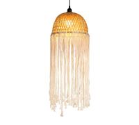 CSSYKV Lámpara Con Pantalla Tipo Nido De Pájaro, Ajustable, De Bambú Tejido, Con Detalles De Cuerda De Cáñamo, Estilo Bohemio, Con Casquillo E26. Lámpara Colgante De Ratán De 40 Cm