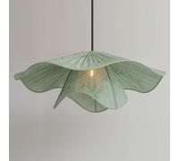 CSSYKV Lámpara De Araña Geométrica Grande De 23,6'' Estilo Rústico Con Pantalla Tela Lino Verde, Estilo Vintage, 1 Foco, Iluminación Japonesa Wabi-sabi Para Isla De Cocina, Pantalla Tela Lino.