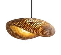 CSSYKV Lámpara De Araña Wabi-Sabi Geometry De 23,6'' Con Cesta De Bambú Tejida Grande, Pantalla De Lámpara Natural, Lámpara De Araña De Decoración Costera, Lámpara De Techo De Cúpula