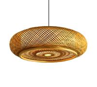 CSSYKV Lámpara De Comedor De 1 Luz, Colgante Moderno De Bambú Tejido, 60 Cm (23,6 Pulgadas), Lámpara Araña Grande Bambú Con Cable Ajustable Para Isla De Cocina, Pasillo, Vestíbulo, Sala De Estar