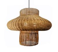 CSSYKV Lámparas Clásicas Wabi-sabi, Gran Araña De Ratán Con Pantalla Mimbre De 1 Nivel, Lámpara Colgante De Cúpula Estilo Granja Vintage De 23,6" Con Casquillo E26, Iluminación De Tejido