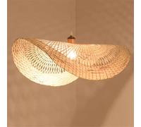 CSSYKV Pantalla De Lámpara De Mimbre De Bambú De 1 Capa, Iluminación Colgante Costera Única 55 Cm, Lámpara Colgante Tejida Estilo Boho Con Cesta De Ratán Para Comedor, Cocina, Dormitorio