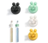 Csuntikulo 4 Soportes de Silicona para cepillos de Dientes,Soporte Cepillo Dientes de Baño Sin Taladro, Soporte de Afeitar para Ducha Sin Clavos Sin Marcas,Soporte multifunción
