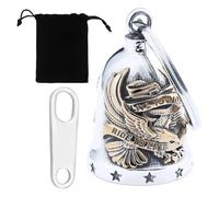 Csuntikulo Campana Guardian Moto Amuleto,campana moto amuleto - Diseño Águila con Frase "LIVE TO RIDE" y Estrellas, Accesorio Duradero para Motociclistas, Amuleto de Protección y Suerte