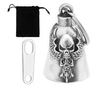 Csuntikulo Campana Guardian Moto Amuleto,campana moto amuleto - Diseño Calavera con Alas, Accesorio Moto Duradero, Amuleto de Protección y Suerte para Motociclistas