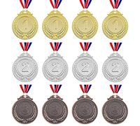 CSXMONEY Medallas de premio de bronce de oro y plata, medallas ganadoras con cintas para el cuello, ideales para eventos deportivos y recompensas en el aula, medallas de primer segundo y tercer lugar