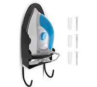 CSXMONEY Soporte para tabla de planchar, soporte para tabla de planchar de pared, cesta organizadora para planchar sobre la puerta (negro)