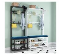 CSYQPDMBDL Burro Ropa, Perchero de ropa, Burro Perchero, Perchero de entrada 4 en 1 con ganchos y barra for colgar con banco y almacenamiento de zapatos, for ropa, bolsa for sombreros(F,80CM)