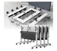CSYQPDMBDL Mesa Conferencia Plegable, Mesa de Entrenamiento móvil Plegable con Tapa abatible y Marco de Acero, Ideal for reuniones Grandes en oficinas y Salas de conferencias.(4pack)