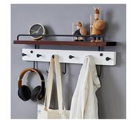 CSYQPDMBDL Perchero de Pared, Perchero Pared, Perchero de madera y metal, perchero de pared con estante de almacenamiento y ganchos for cocina, entrada, baño y dormitorio.(Retro+white)