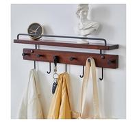 CSYQPDMBDL Perchero de Pared, Perchero Pared, Perchero de madera y metal, perchero de pared con estante de almacenamiento y ganchos for cocina, entrada, baño y dormitorio.(Retro Color)