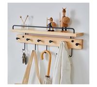 CSYQPDMBDL Perchero de Pared, Perchero Pared, Perchero de madera y metal, perchero de pared con estante de almacenamiento y ganchos for cocina, entrada, baño y dormitorio.(Wood Color)